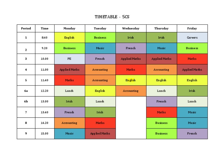 Types Of School Timetable Pdf