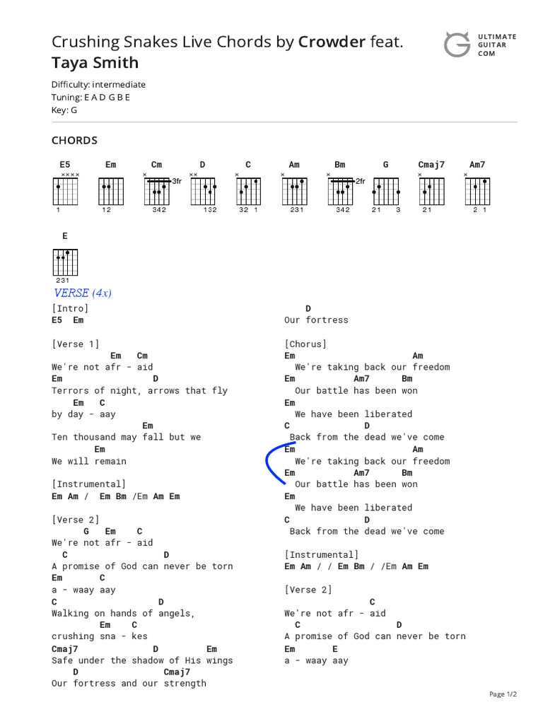 Crushing Snakes Chords by Crowdertabs at Ultimate Guitar Archive PDF