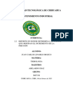 Reporte en Donde Determina Las Causas Que Originan El Incremento de La Fricción