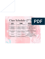 Class Schedule (2 Sem) : DAY Time Subject