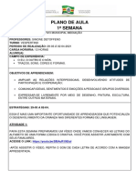 PLANO de AULA PRE II B Atividades de 29 de Marco A 09 de Abril