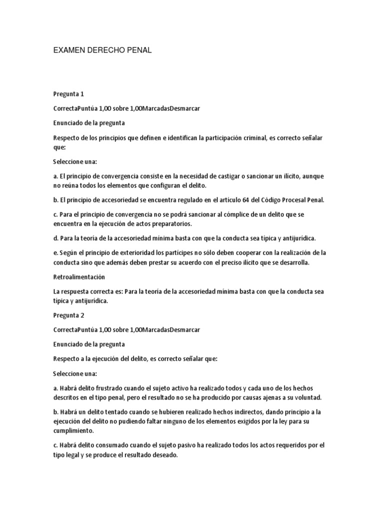Examen Derecho Penal Pdf Derecho Penal Castigos
