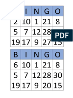 Bingo de Numeros de 1 A 30