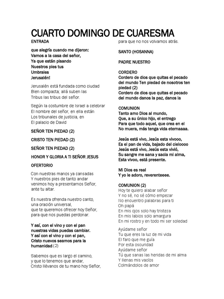 Cuarto Domingo de Cuaresma PDF eucaristía Misa (liturgia)