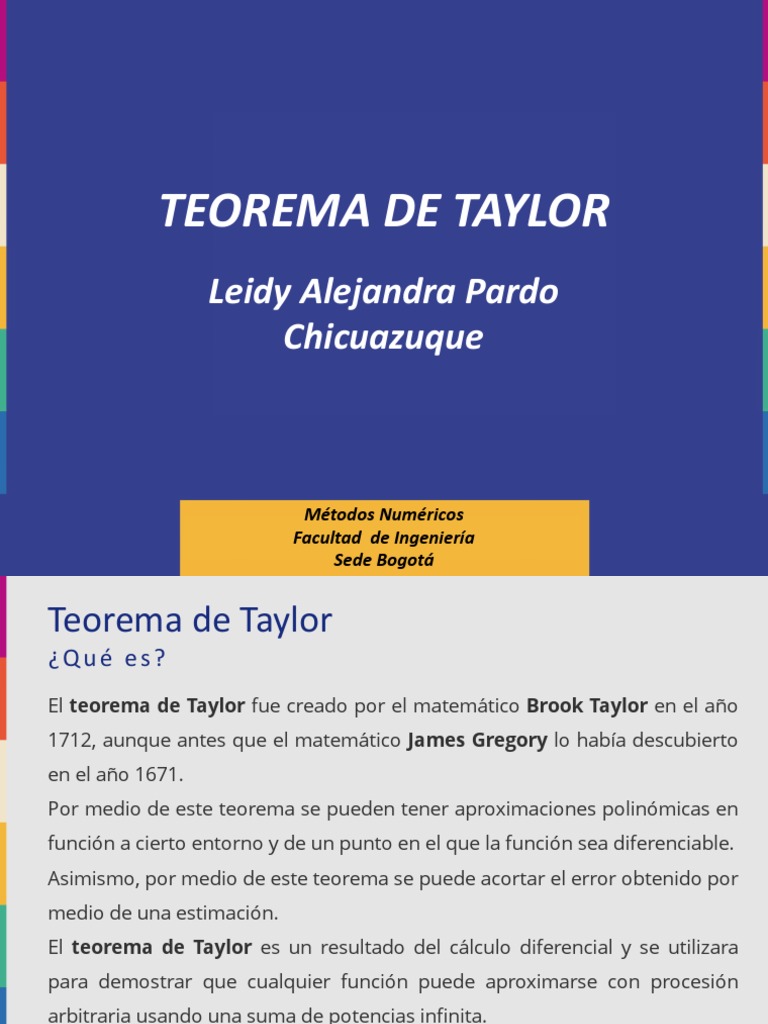 Teorema de Taylor y sus Aplicaciones | PDF | Análisis numérico | Álgebra