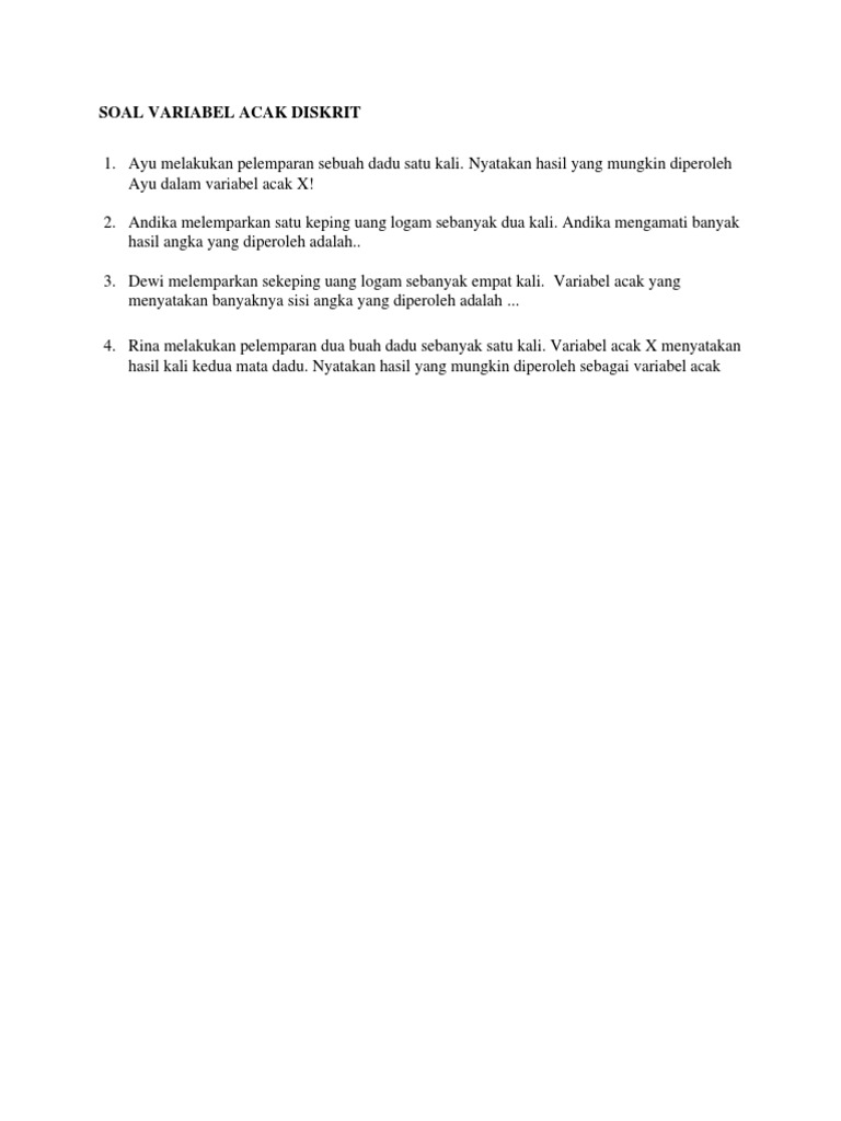 Contoh Soal Variabel Acak Diskrit | PDF