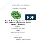 Reporte de Investigación de Los Tipos de PLC, Formas de Programación, Tipos de Sensores y Actuadores.