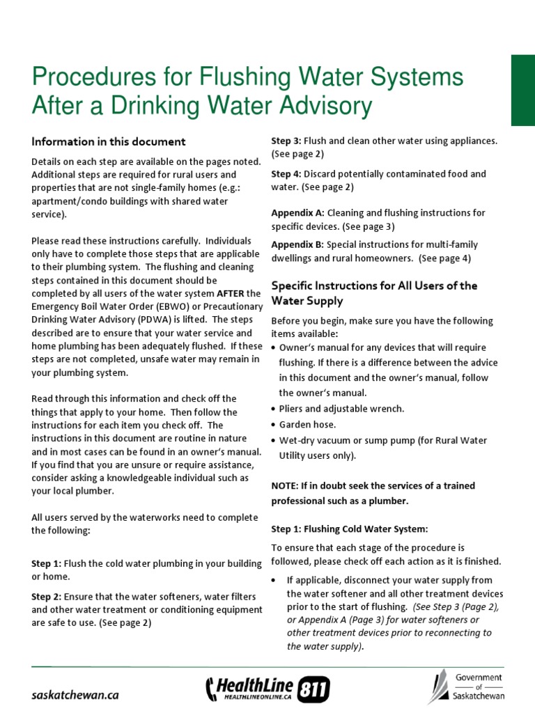 PWFlushing Water Systems After A PDWA or EBWO PDF Bleach Water