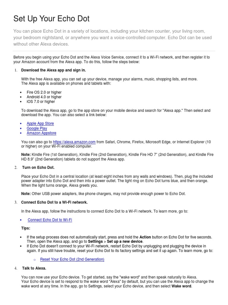 Picture Idea: Set Up Your Echo Dot Guide Pdf Amazon Echo