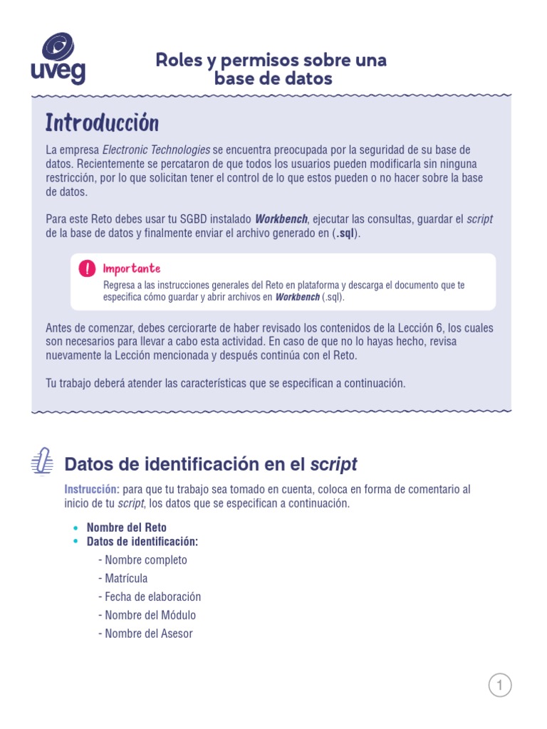 Instructivo Reto Roles y Permisos Sobre Una Base de Datos | PDF | Bases ...