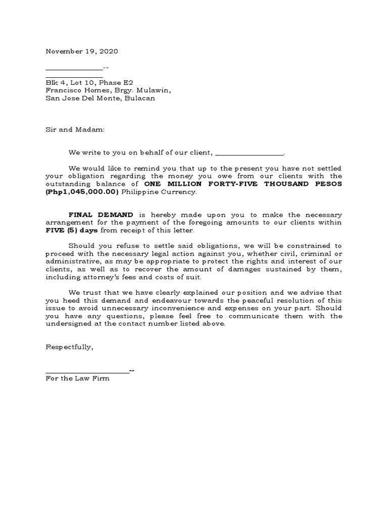 Demand Letter - Estafa | PDF
