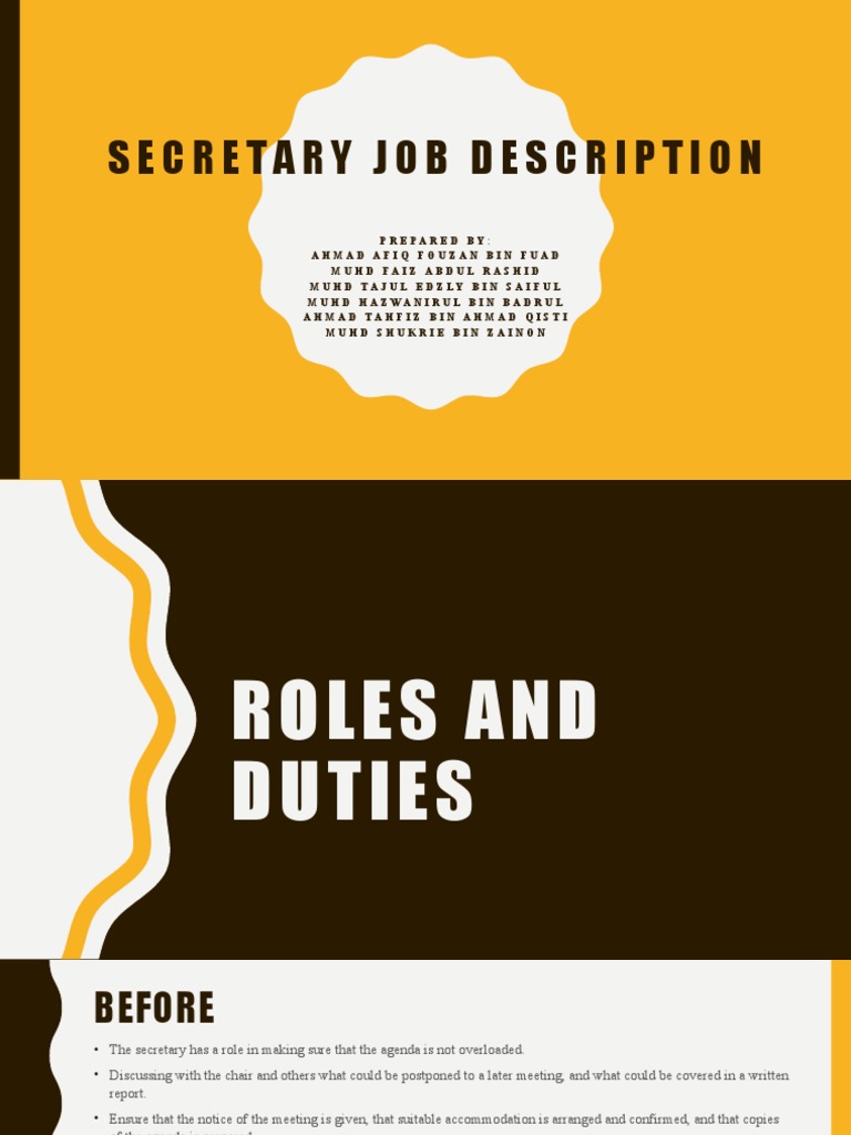Executive Secretary Job Description Pdf