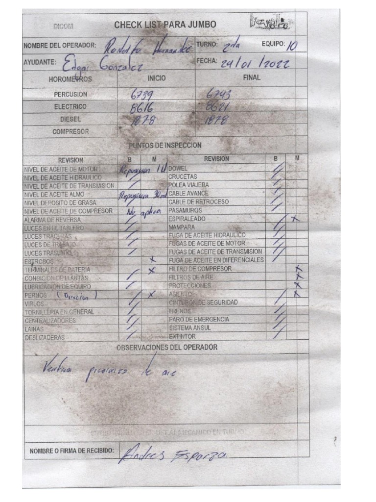 Check-List para Jumbo | PDF