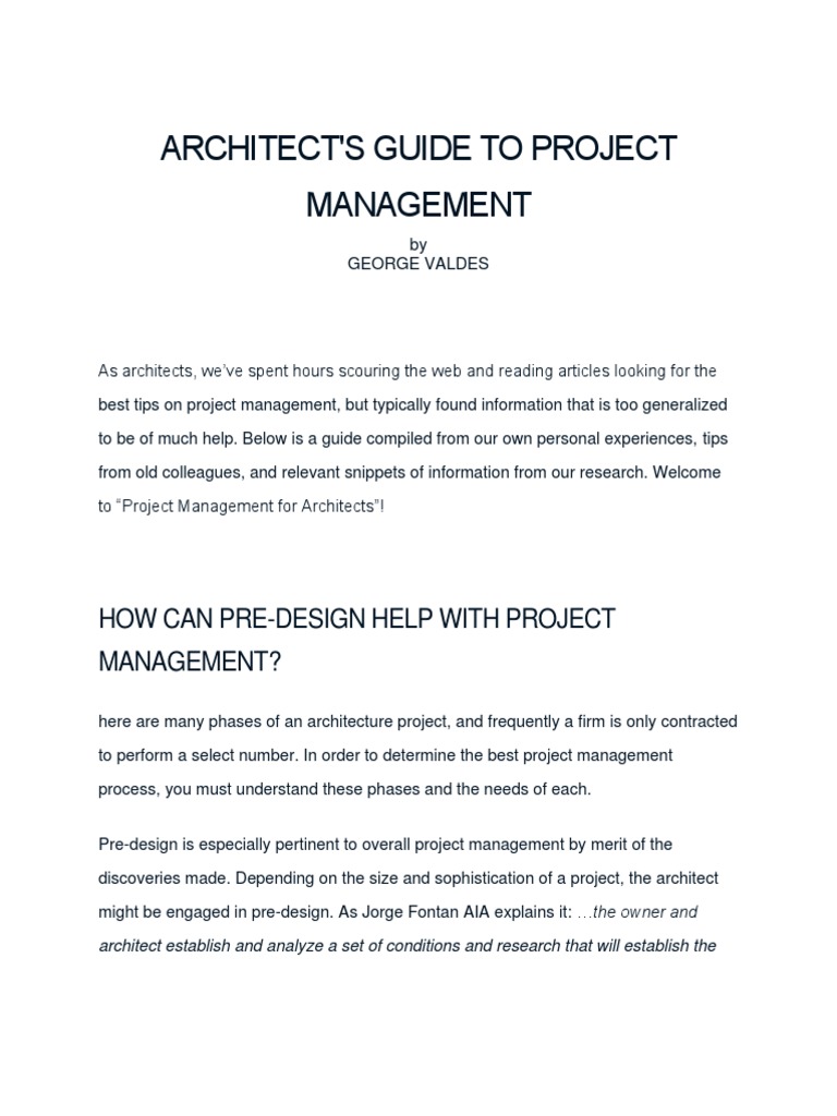 Project Management Guide for Architects | PDF | Architect | Computer ...