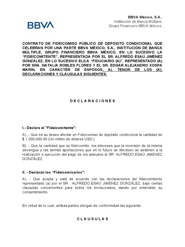 Contrato de Fideicomiso Público BBVA | PDF | Ley de fideicomiso | Justicia