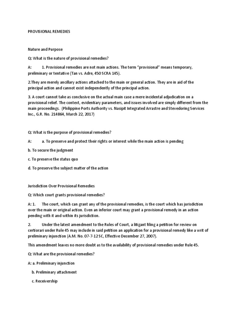 Provisional Remedies PDF