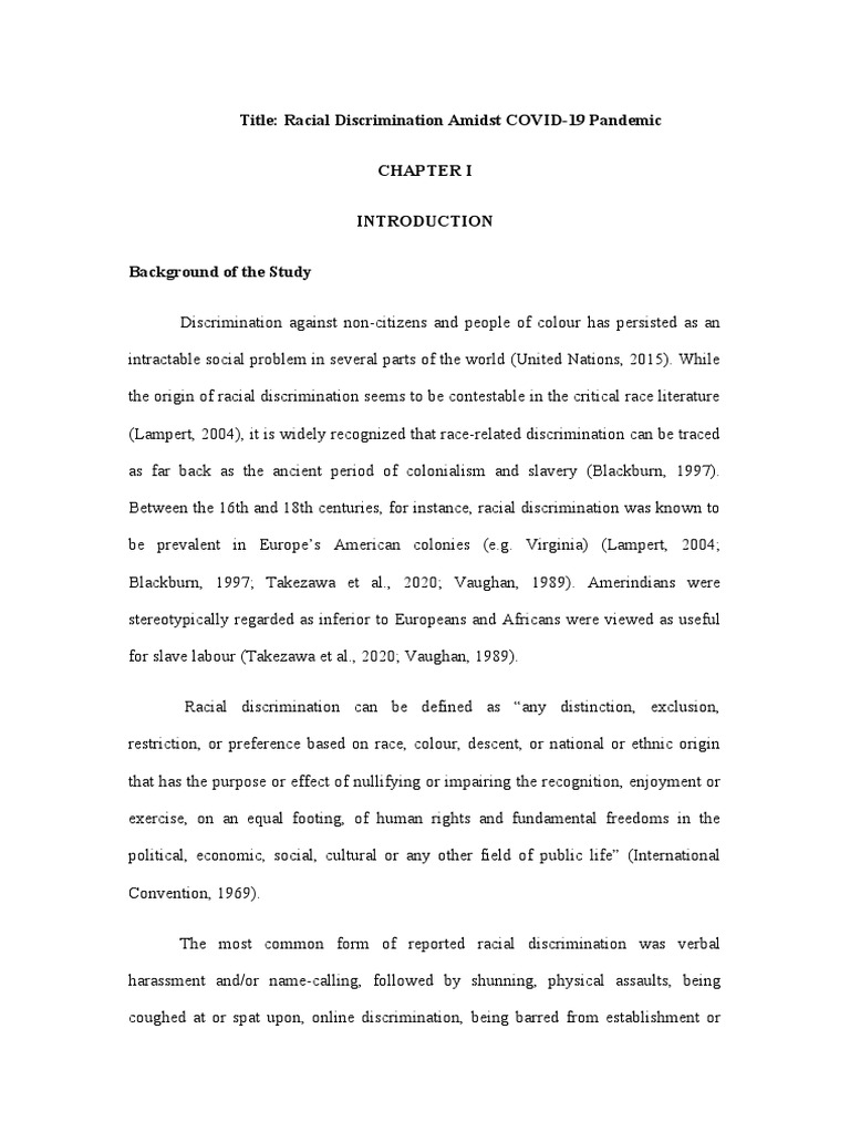 Racial Discrimination - Background of The Study | PDF | Discrimination ...