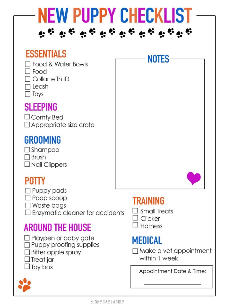 New Dog Checklist Printable | PDF
