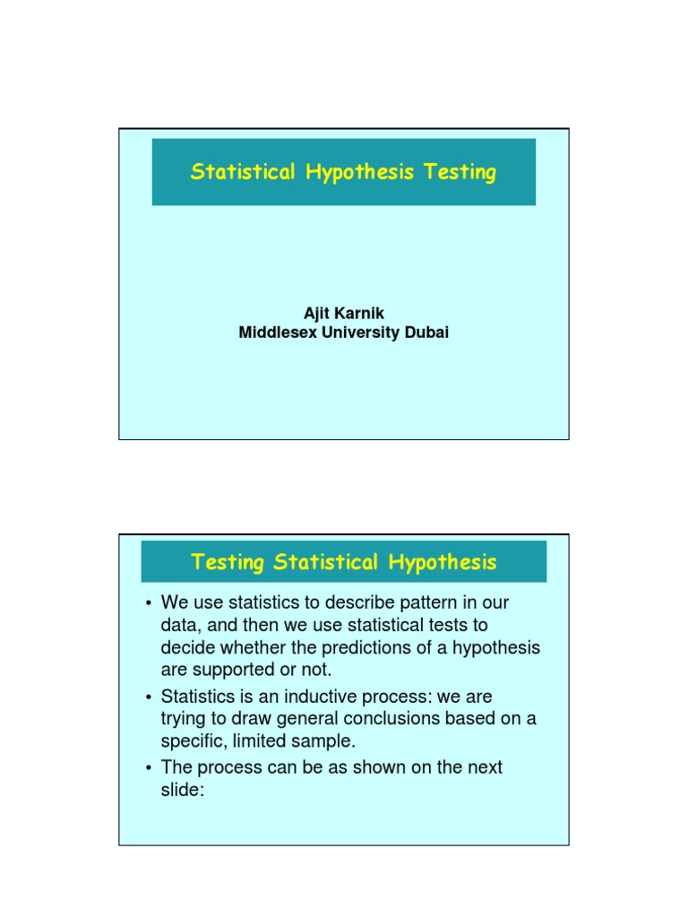 Statistical Hypothesis Testing | PDF | Statistical Hypothesis Testing ...
