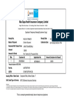 Max Bupa Health Insurance Receipt