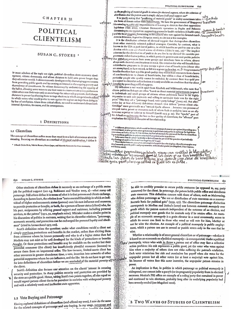 Political Clientelism - Susan C. Stokes | PDF