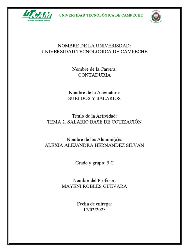 Tema 2. Salario Base de Cotización | PDF | Salario | Economias