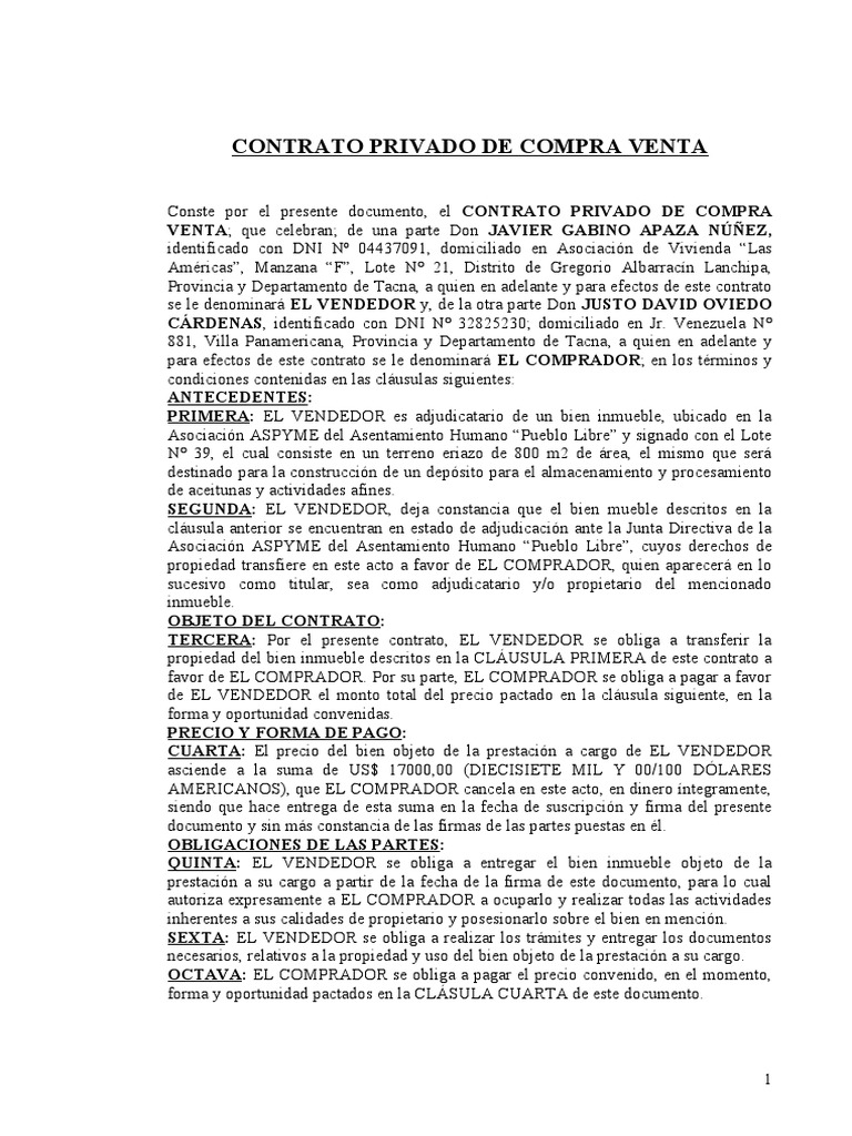 Contrato de Compra Venta de Bienes Muebles-Diego | PDF | Propiedad ...