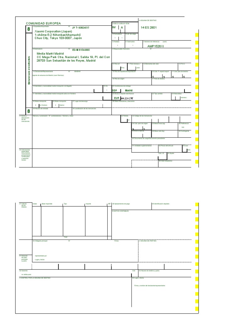 Dua Importación Vacio Pdf