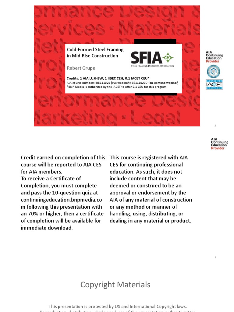 Cold Formed Steel Framing in Mid Rise Construction | PDF | Wall ...