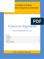 Minimización de costos en ingeniería industrial