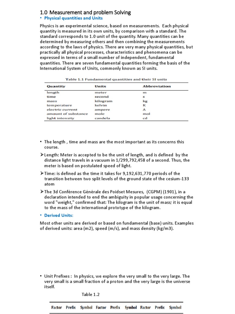 Measurement and Dimensional Analysis Understanding Fundamental and