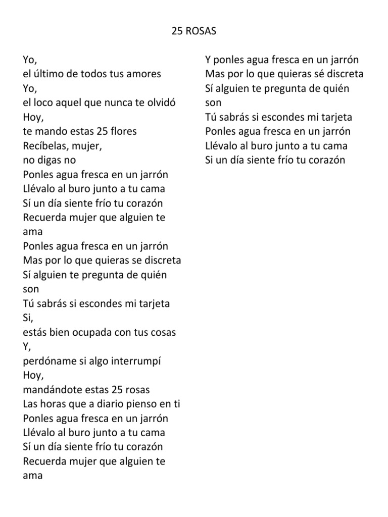25 Rosas: Letra y Significado | PDF