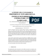 A Study On Customer'S Preference Towards Royal Enfield Motorbikes in Coimbatore City, Tamilnadu