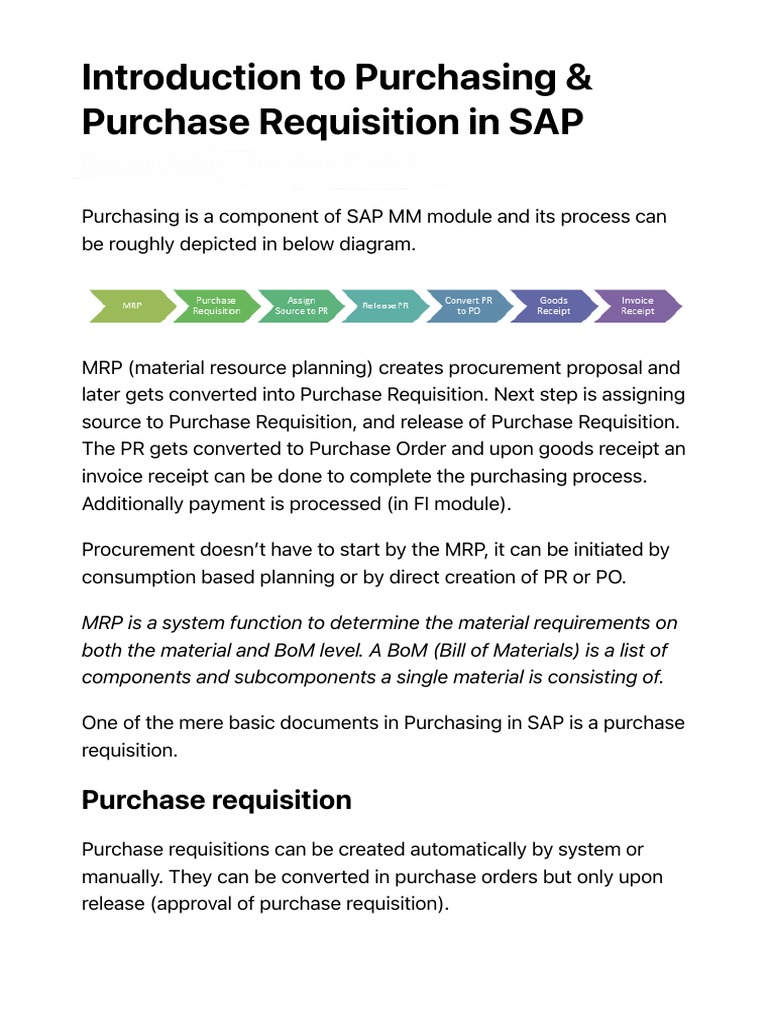 SAP MM Purchase Requisition Guide | PDF | Information Technology ...