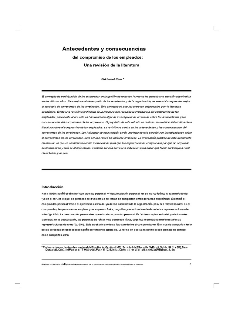 Antecedents and Consequences of Employee Engagement - En.es | PDF ...
