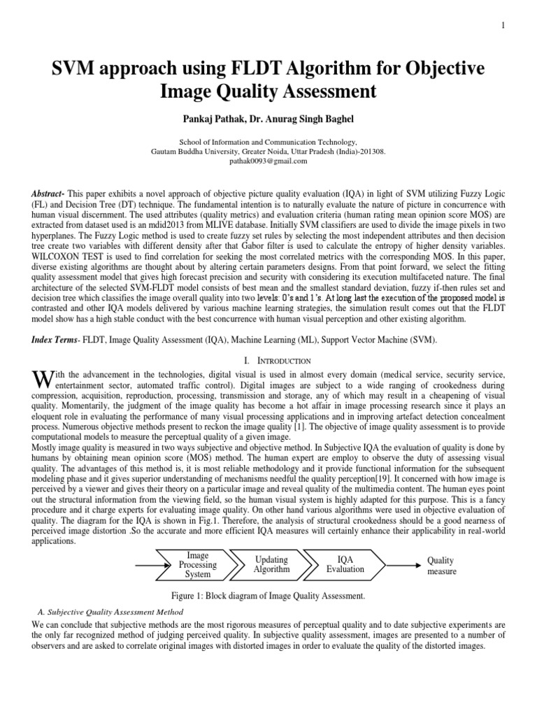 Image Quality Assessment for Experts | PDF | Machine Learning | Support ...