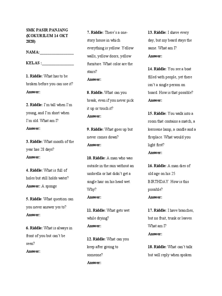 Riddle QUIZ | PDF