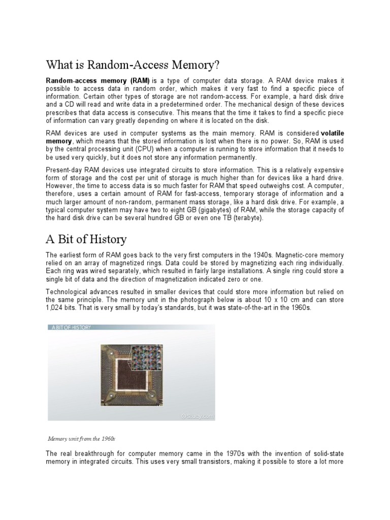 What Is Random | PDF | Random Access Memory | Computer Data Storage