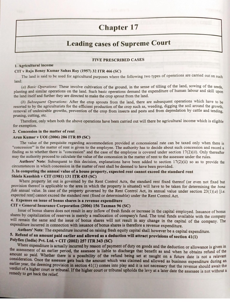 Leading Cases in Income Tax | PDF