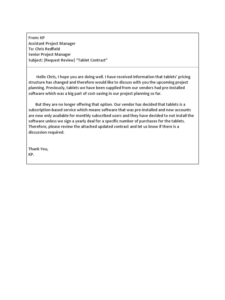 KP Activity Template Senior Stakeholder Email | PDF