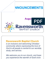 Ravensworth Baptist Church Announcements, August 21, 2011