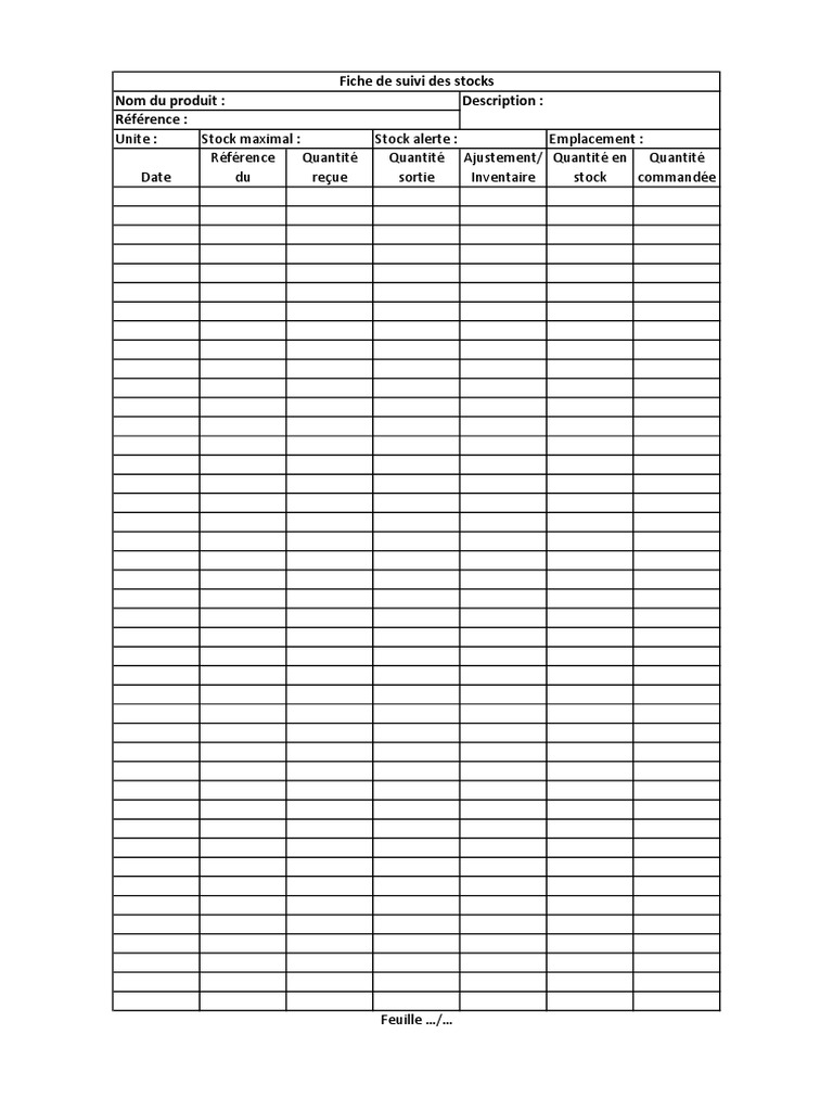 Fiche Suivi Des Stocks | PDF
