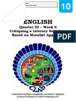 English10 - q3 - CLAS6 - Critiquing Literary Selection Using Moralist Approach - v4 - Carissa Calalin
