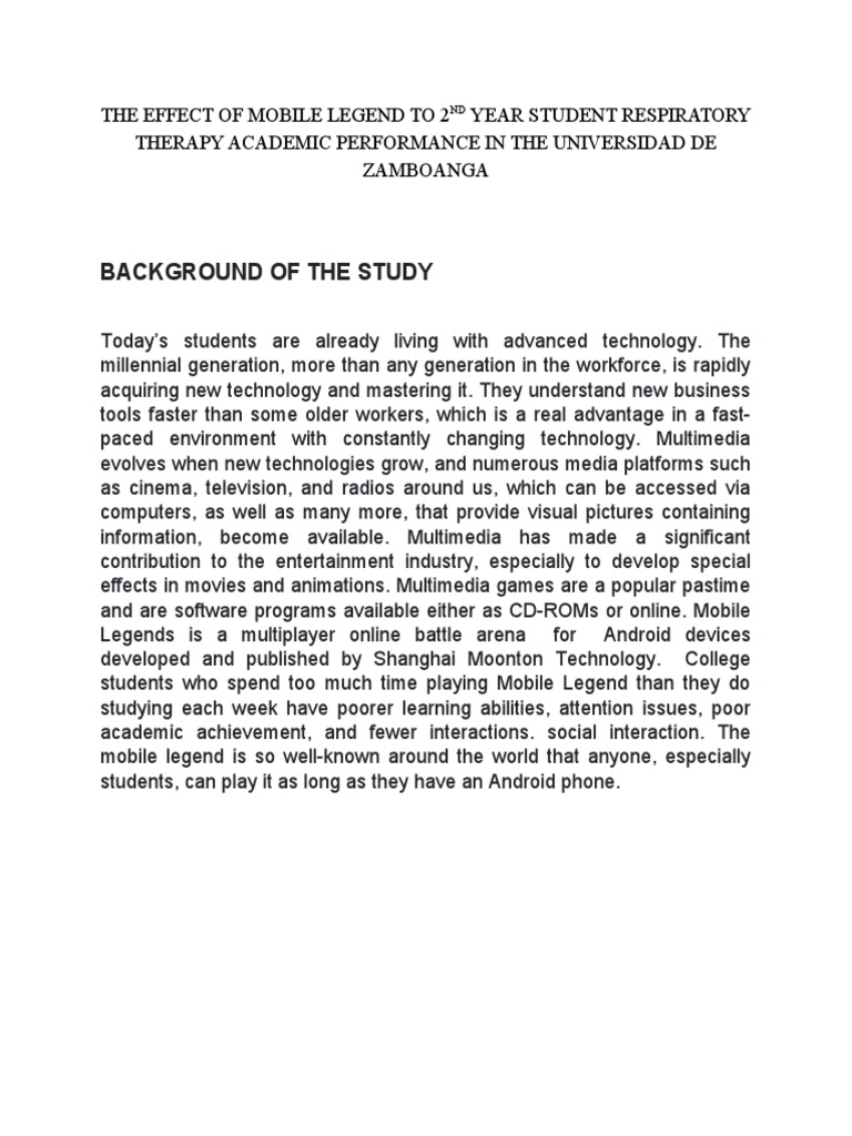 The Effect of Mobile Legend To 2nd Year Student Respiratory Therapy