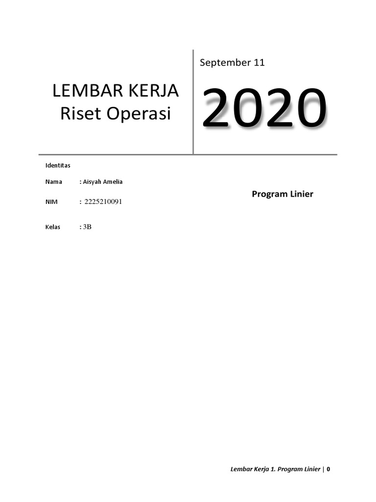 Panduan Program Linier untuk Optimasi | PDF