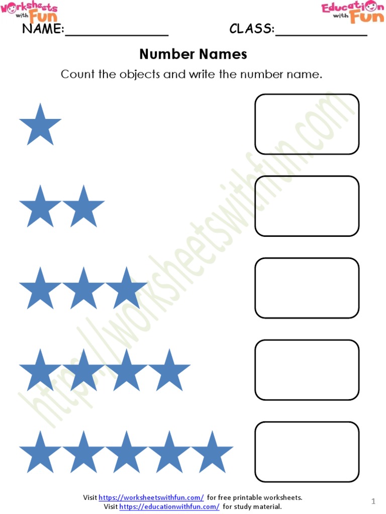 Number Names Worksheet 9 PDF