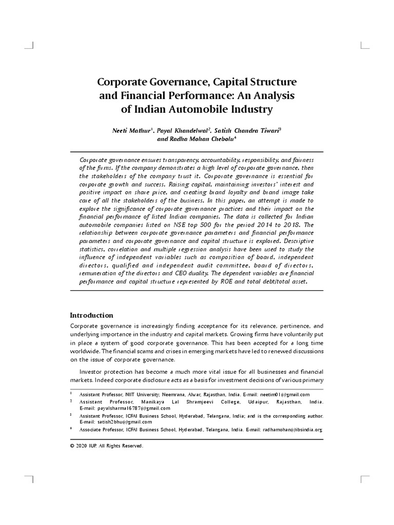 13corporate Governance, Capital Structure and Financial Performance