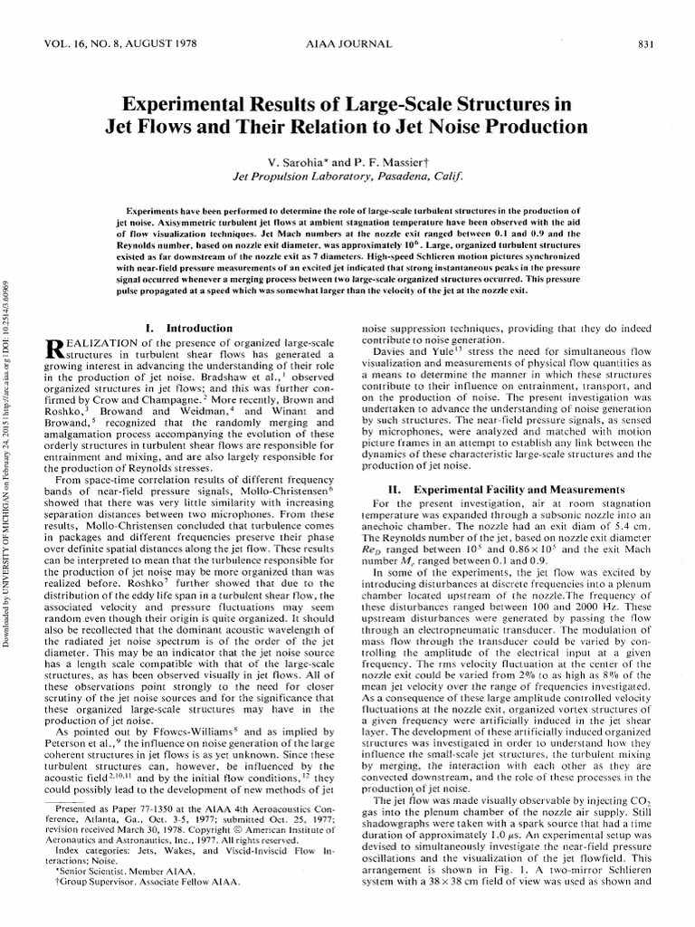Sarohia 1978 PDF Vortices Jet Engine