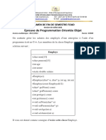 Epreuve de Programmation Orientée Objet: Examen de Fin de Semestre Foad