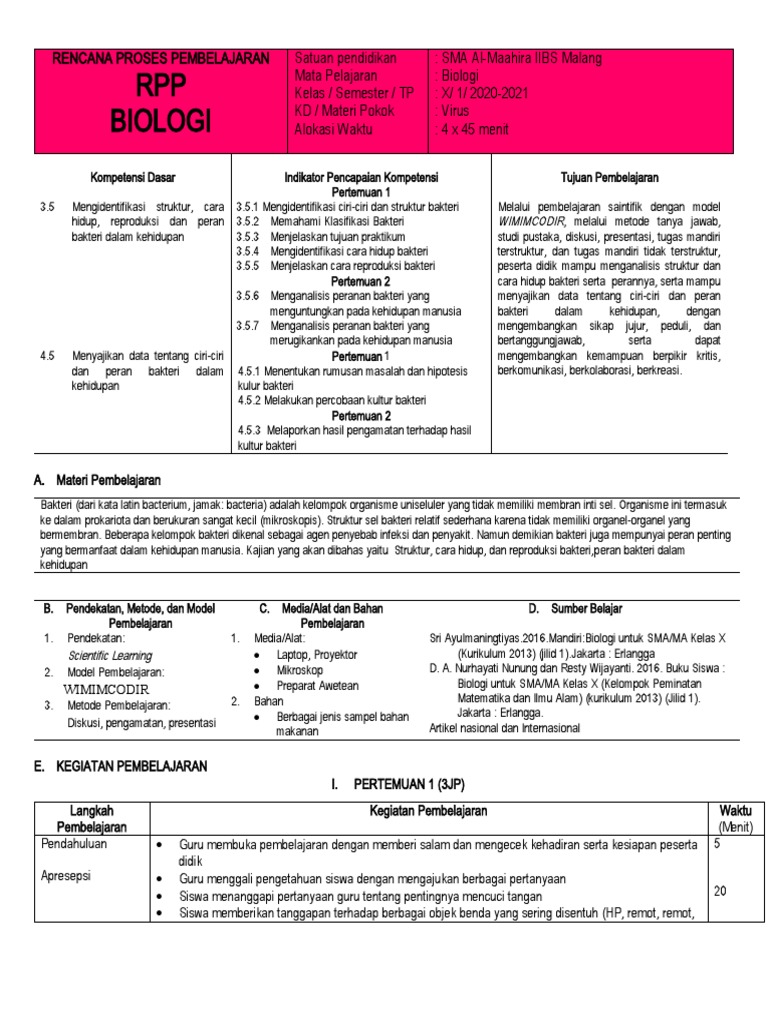 RPP 3.3 Virus | PDF | Karier & Perkembangan | Pengembangan Diri